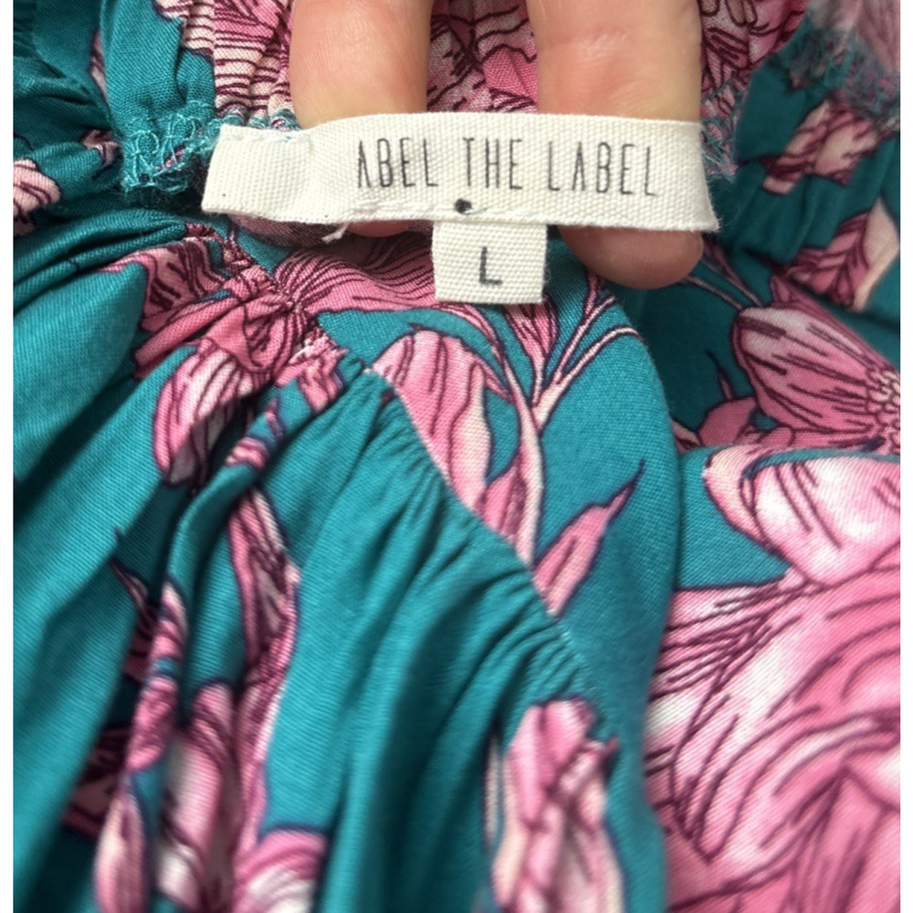 Abel The Label Drop Waist Skirt Size Large Teal Pink Floral Maxi Resort Summer - Picture 7 of 13